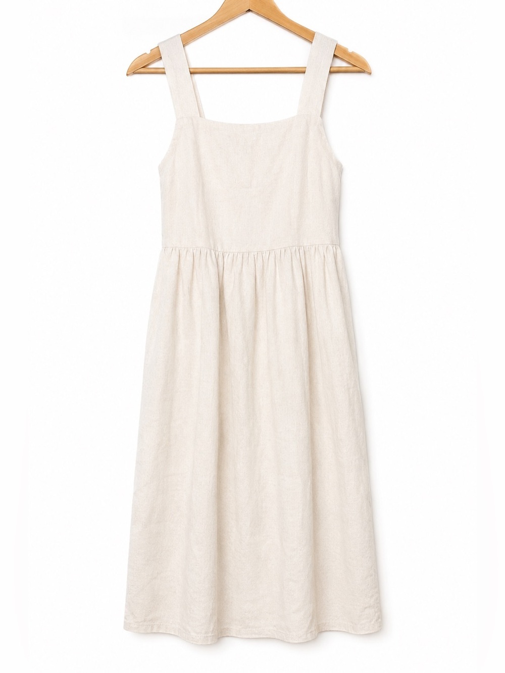 NWOT NLT Linen Blend Midi Dress Cream Sleeveless Tie Back Made in USA Size L